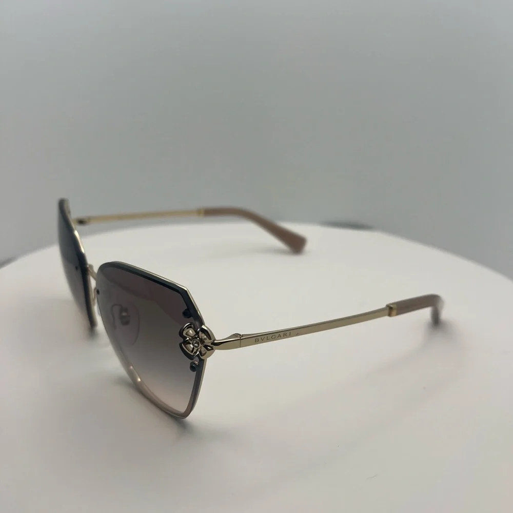 Bulgari Women's Gold and Brown Sunglasses - Picture 2 of 6